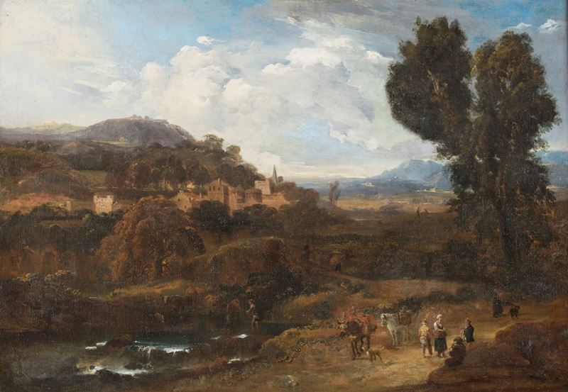 Scuola Francese del XVIII Secolo - Paesaggio con Figure
