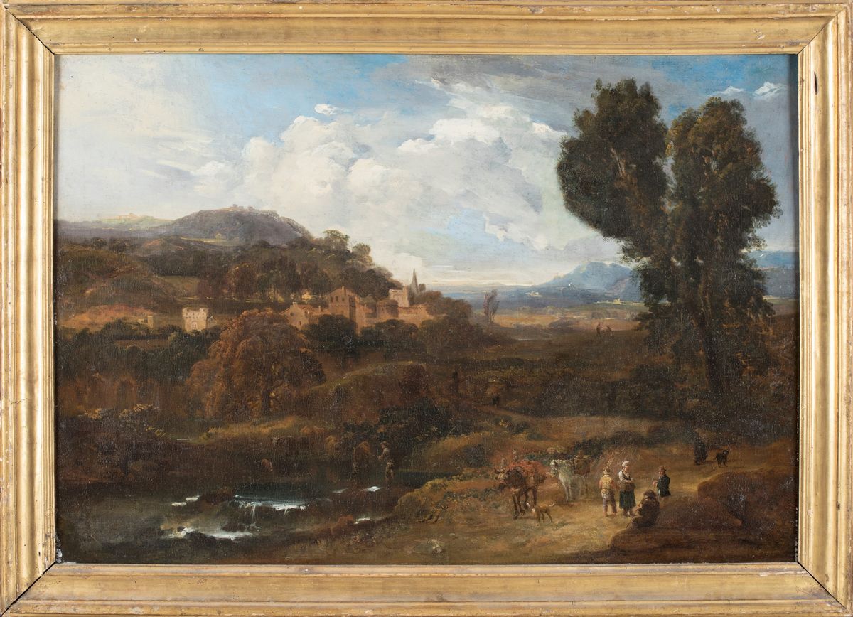Scuola Francese del XVIII Secolo - Paesaggio con Figure