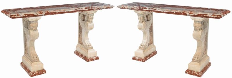 Coppia di Consoles in Marmo