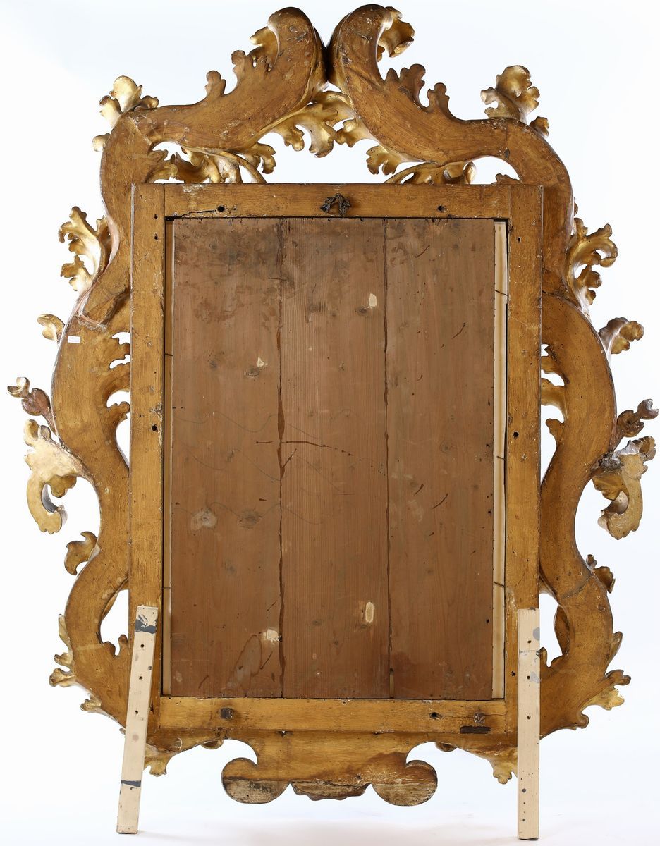 Grande Specchiera in Legno Dorato, Roma Fine del XVII/inizio del XVIII Secolo