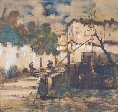 Scorcio di Paese con Figure