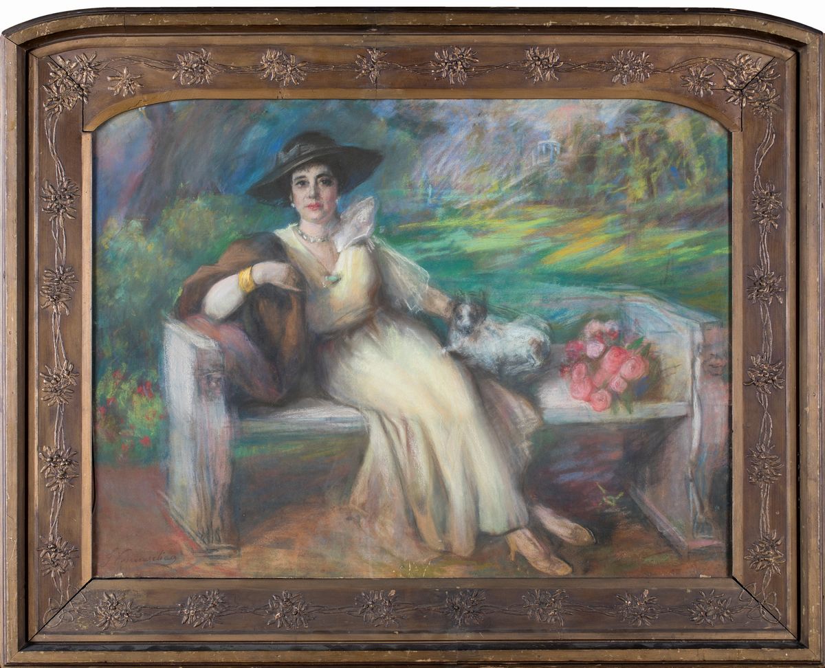 Giuseppe Pennasilico - Ritratto di Gentildonna con Cagnolino