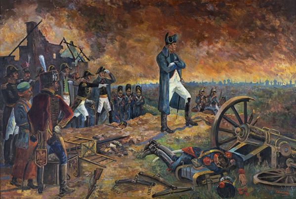 Pittore degli inizi del XX secolo - Napoleone sul campo di battaglia