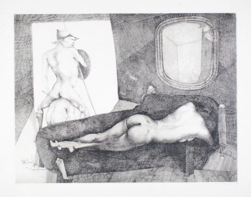 Ugo Attardi - Interno con Nudo di Donna