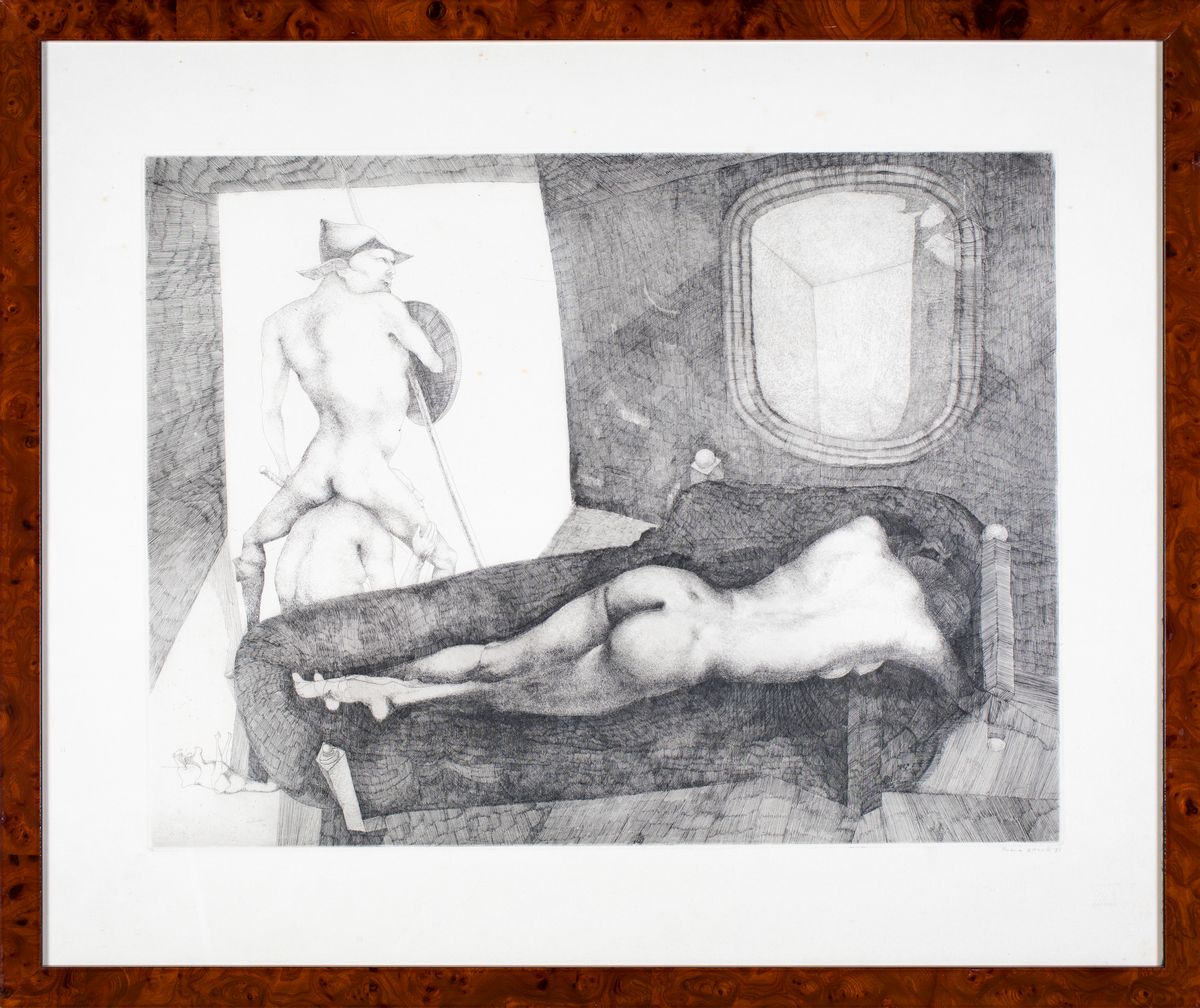 Ugo Attardi - Interno con Nudo di Donna