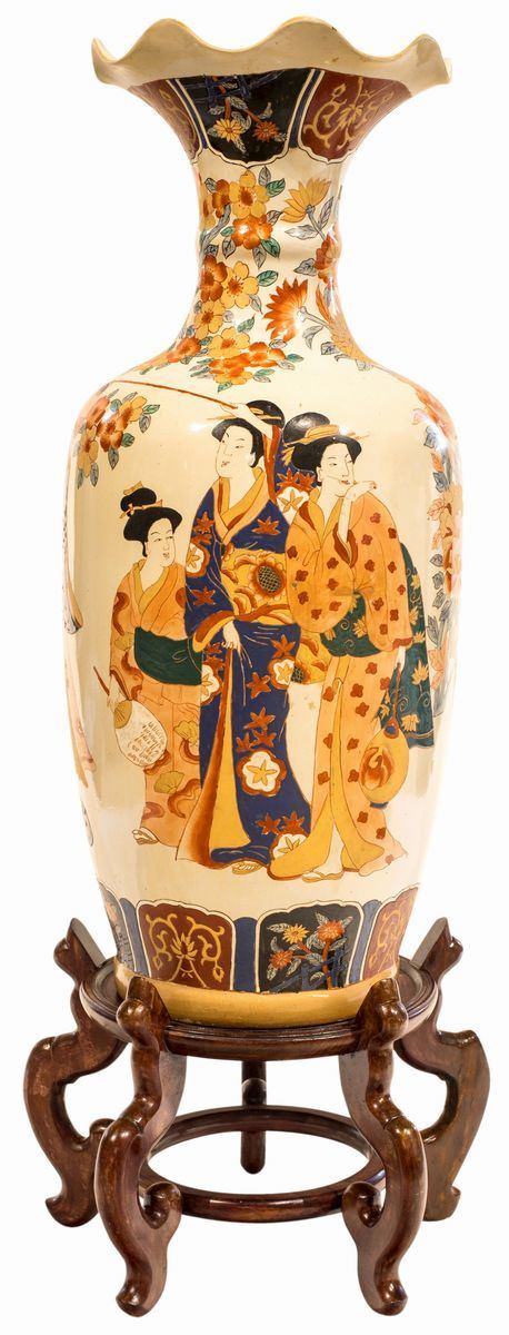 Grande Vaso Ad Anfora in Porcellana, Giappone, XX Secolo