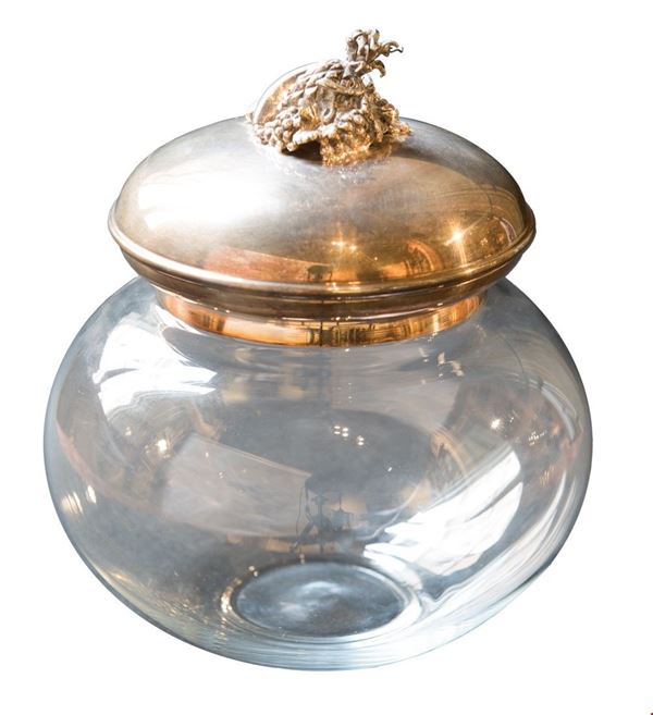 Biscottiera in vetro con coperchio in argento  - Asta Asta a tempo di Antiquariato e Arredamento - Casa d'Aste Arcadia