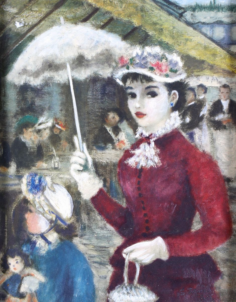 Edoardo Tofano - A) Ritratto Femminile con Boa di Struzzo B) Donna con Ombrellino