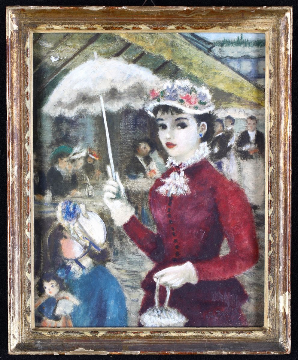 Edoardo Tofano - A) Ritratto Femminile con Boa di Struzzo B) Donna con Ombrellino