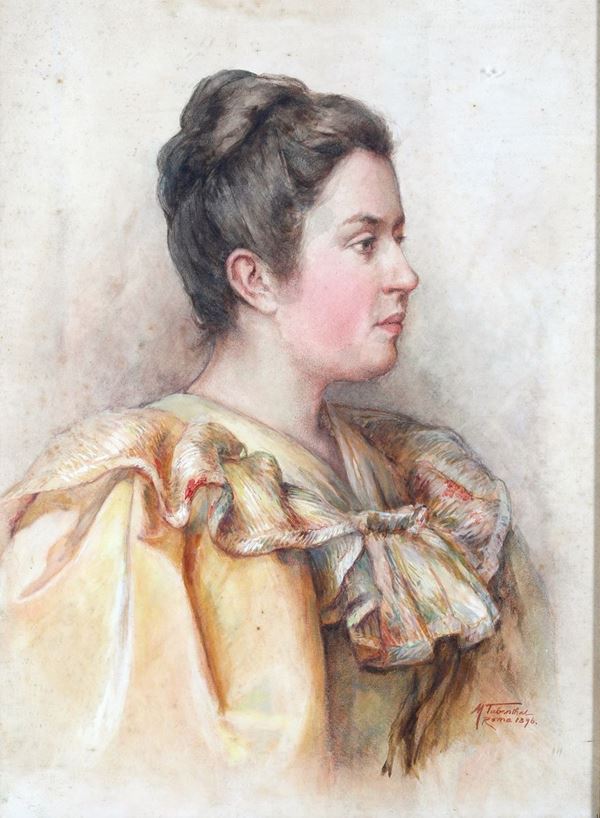 Max Tubenthal - Profilo di donna con i capelli raccolti