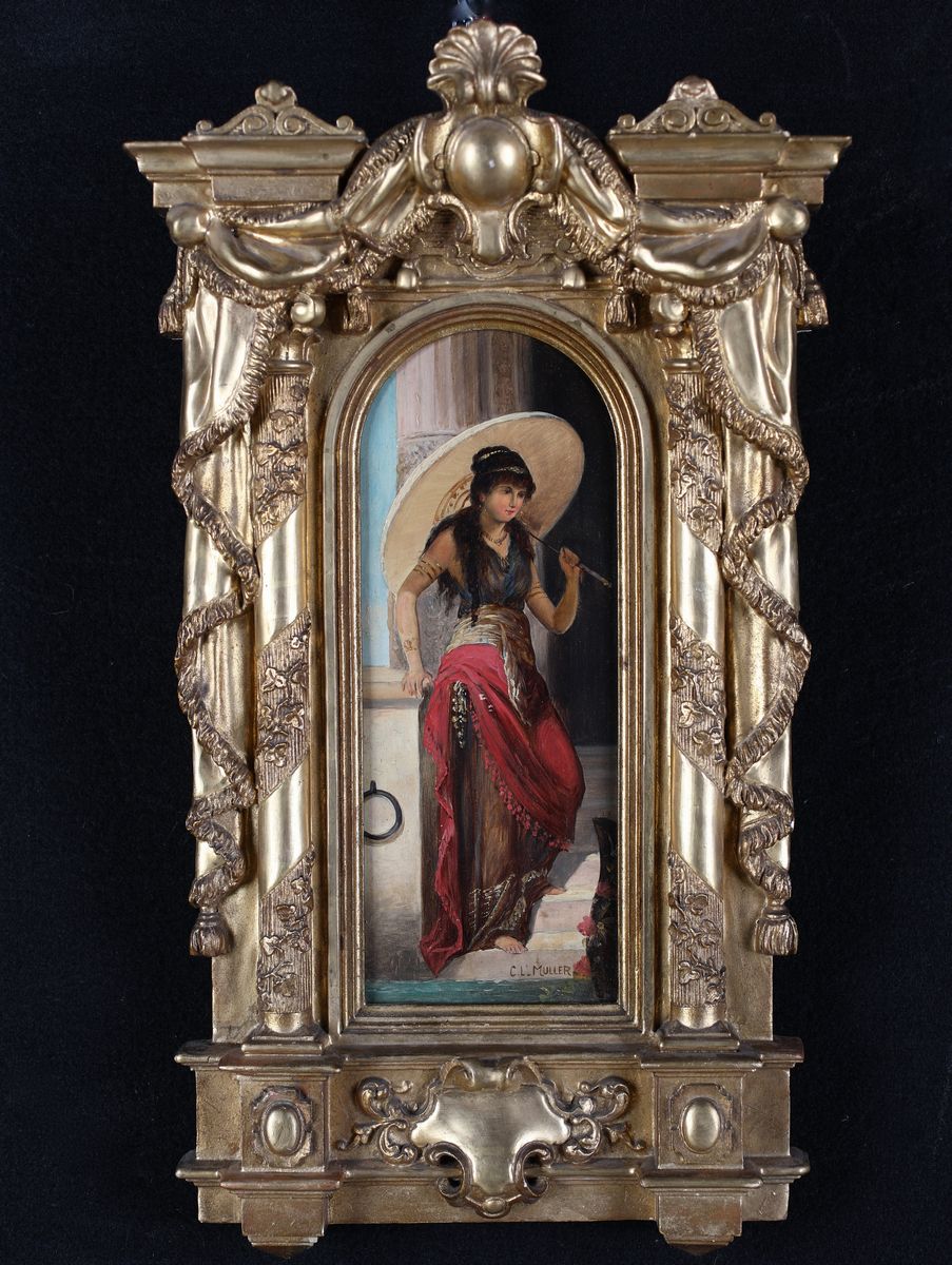 Charles Louis Lucien Muller - A) Donna con Parasole Cinese B) Donna in Abiti Orientali