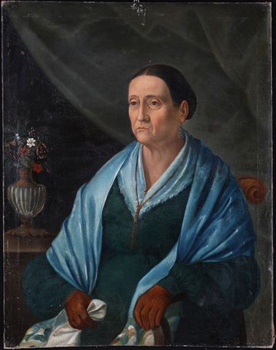 Ritratto di Gentildonna con Sautoir e Vaso di Fiori