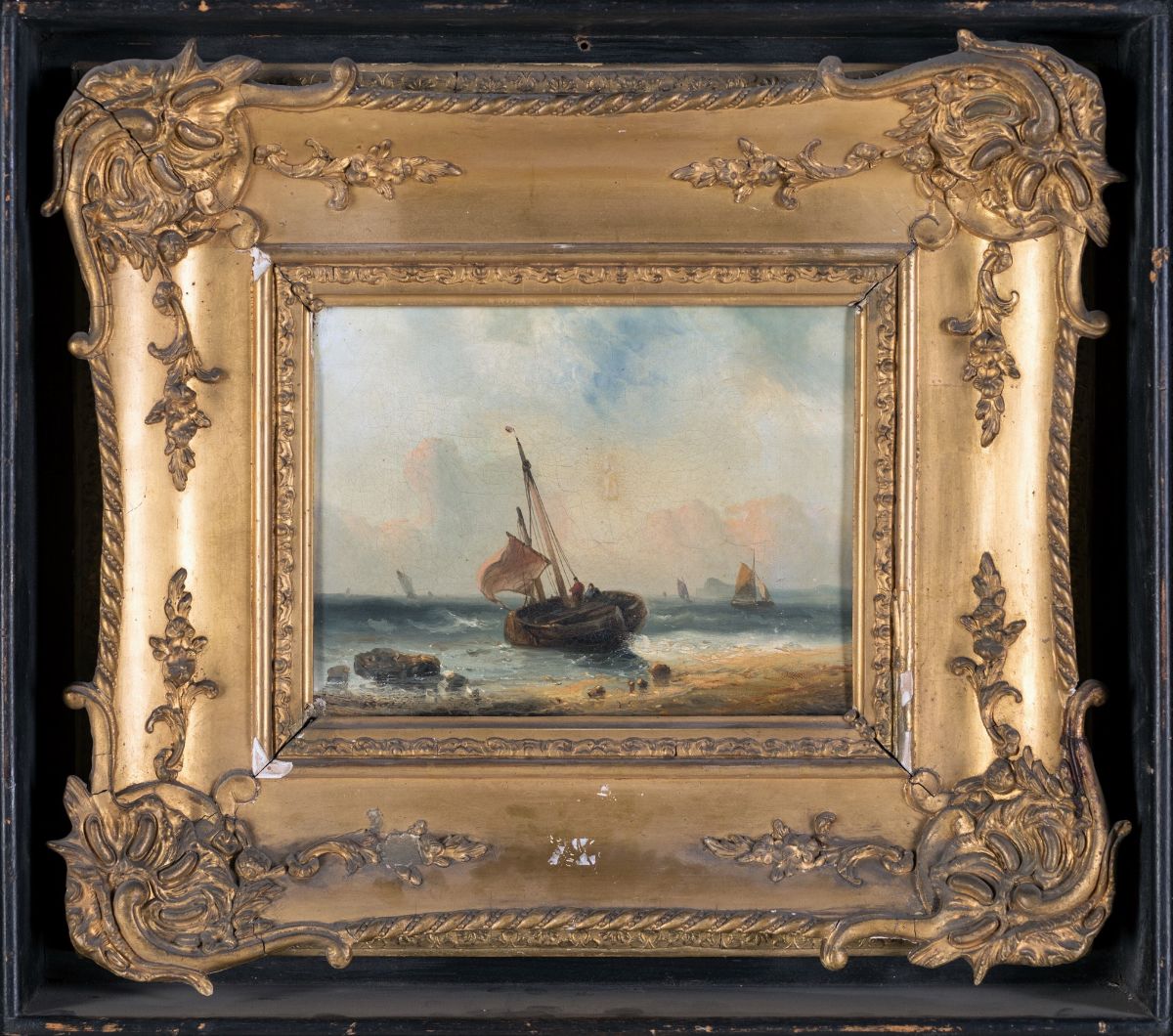 Pittore del XIX Secolo - Marina con Velieri