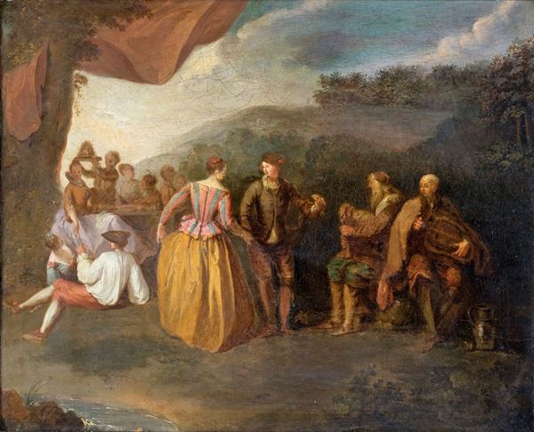 Pittore della fine del XVIII secolo - Festa in giardino