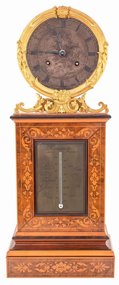 Pendola da Tavolo D'epoca Carlo X con Termometro