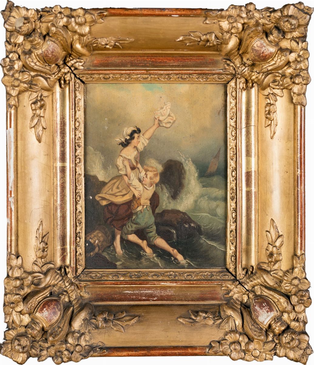 Coppia di Piccole Cornici in Legno Dorato, XIX Secolo