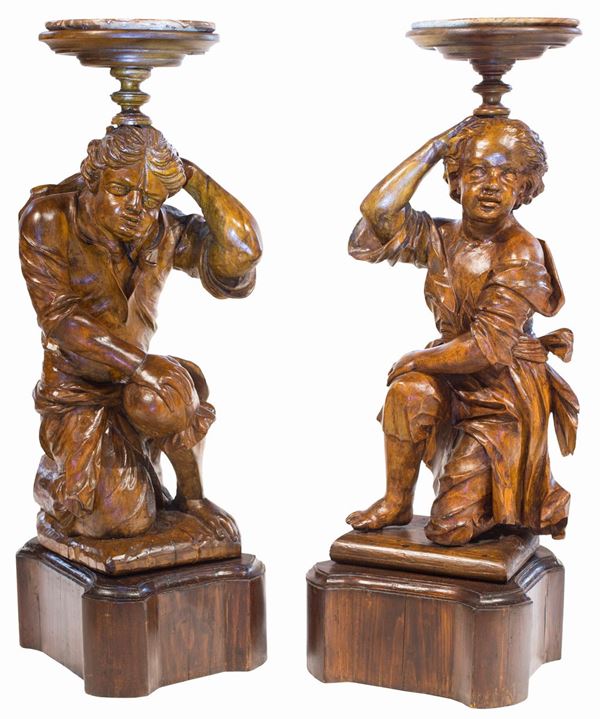 Due gu&#233;ridon portavaso in legno, Veneto, XVIII secolo