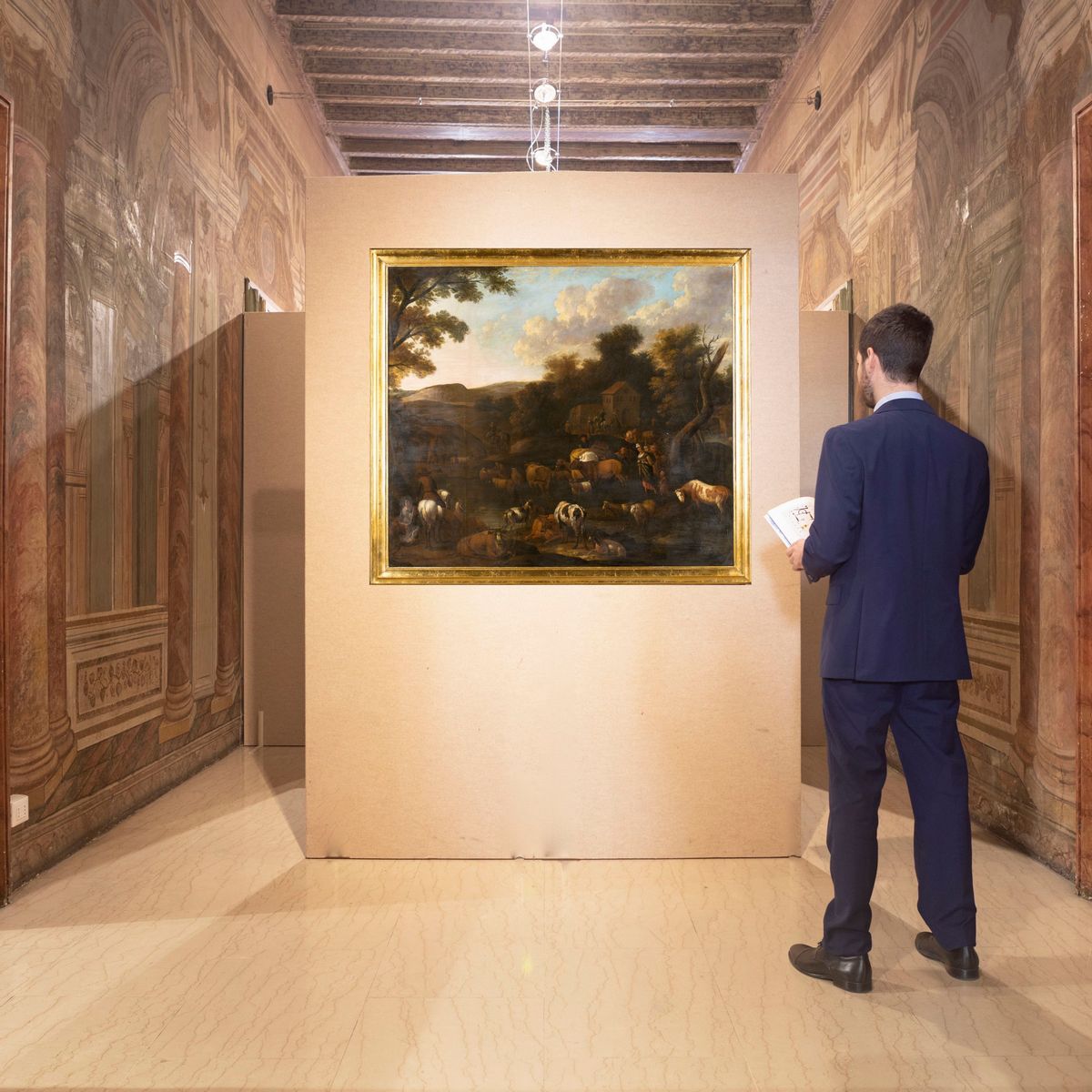 Scuola Fiamminga del XVII Secolo - Paesaggio con Armenti