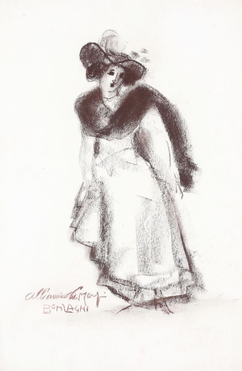 Aroldo Bonzagni - Figura di Donna con Cappello