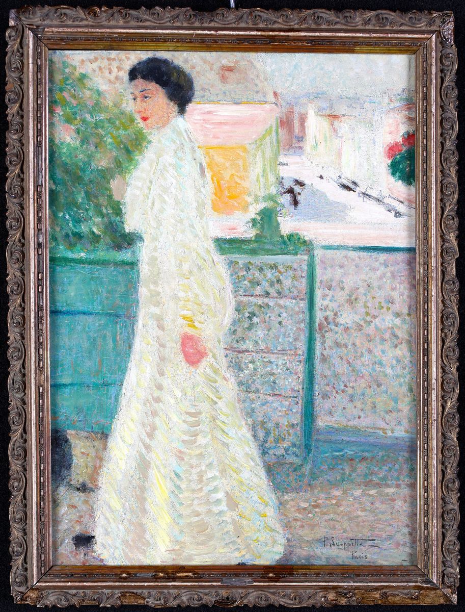Pittore del XIX/XX Secolo - Donna in Abito Bianco