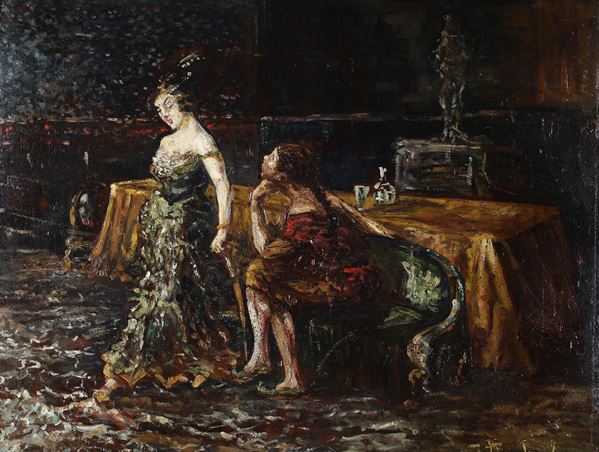 Attilio Andreoli - Interno con figure