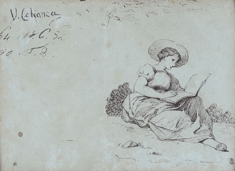 Pittore del XIX Secolo - Fanciulla che Legge