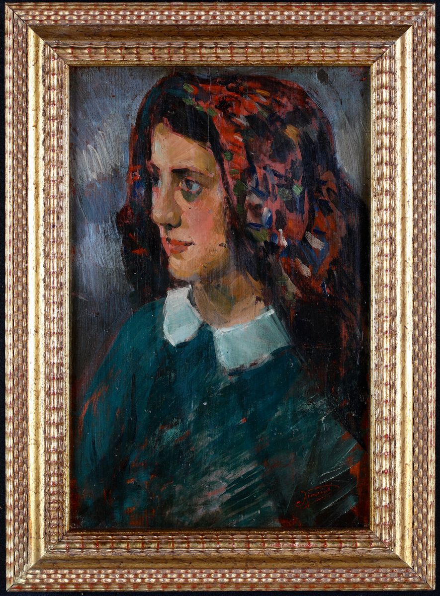 Pittore del XX Secolo - Ragazza in Abito Verde