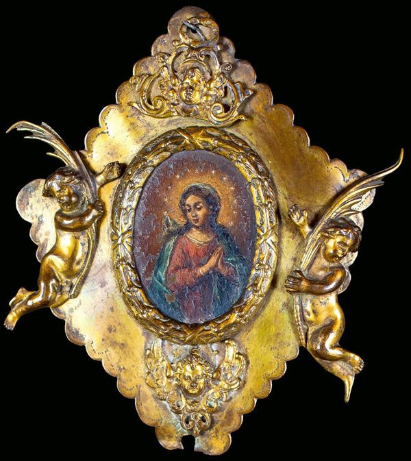 Placca devozionale in rame dorato, XVIII secolo