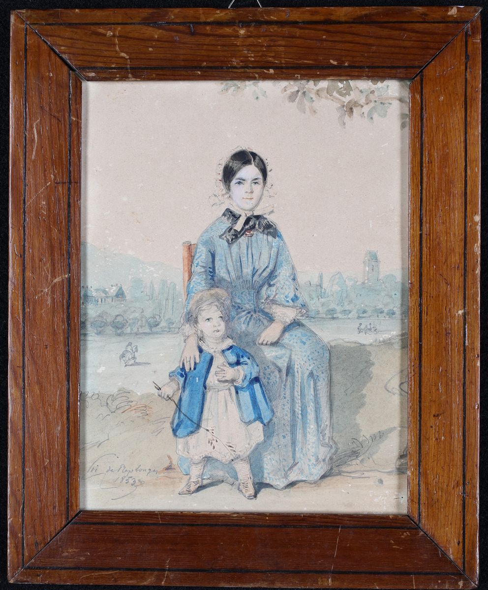 Pittore Francese del XIX Secolo - Mamma e Figlia