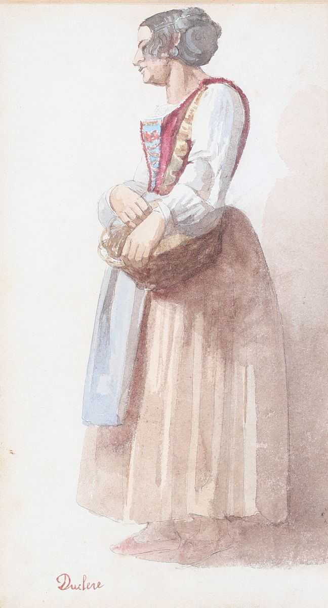 Teodoro Duclère - A) Donna con Gonna Azzurra B) Donna con Cesta