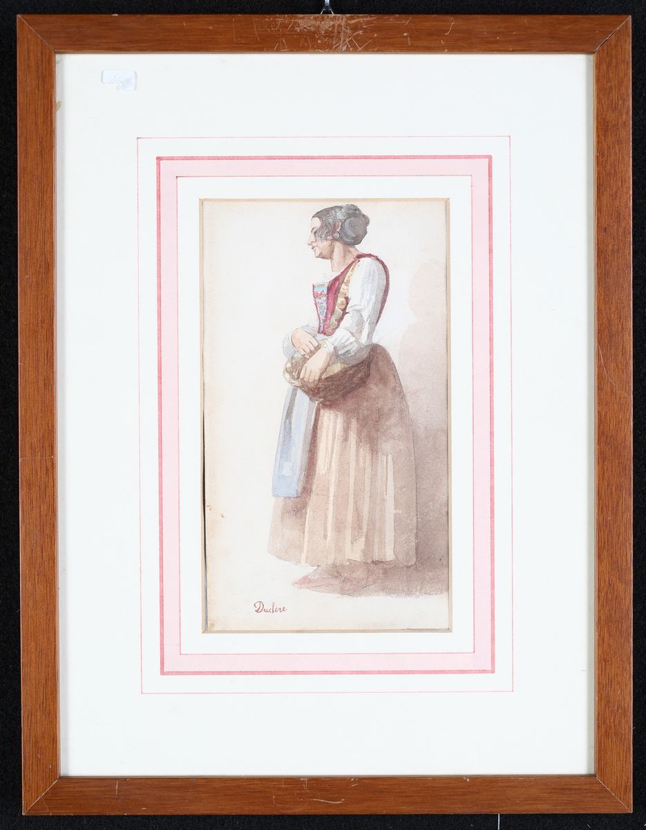 Teodoro Duclère - A) Donna con Gonna Azzurra B) Donna con Cesta