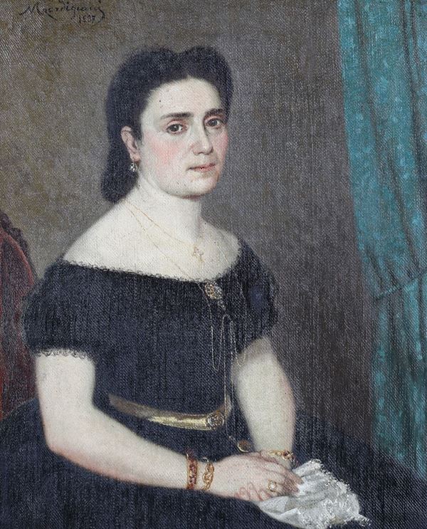 Michele Gordigiani - Ritratto di nobildonna con gioielli