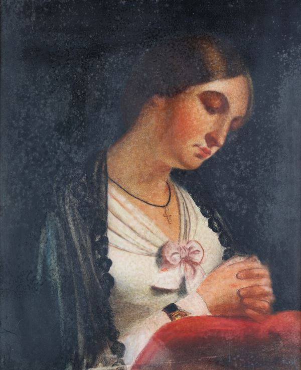 Pittore del XIX/XX secolo - Ragazza in preghiera