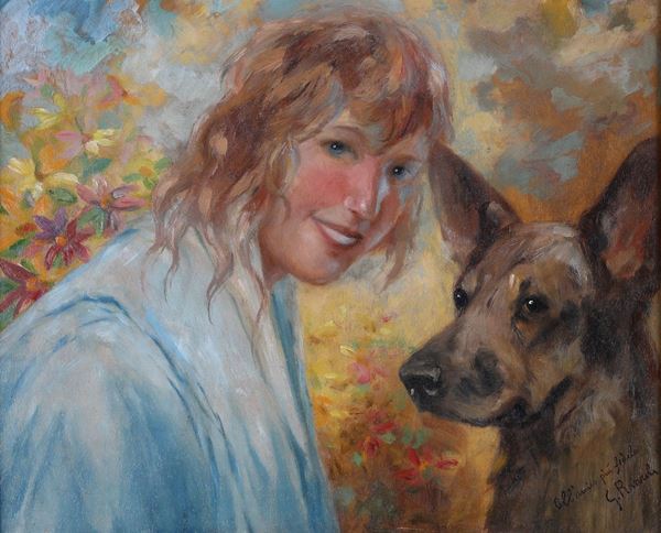 Giuseppe Rivaroli - Ragazza con cane