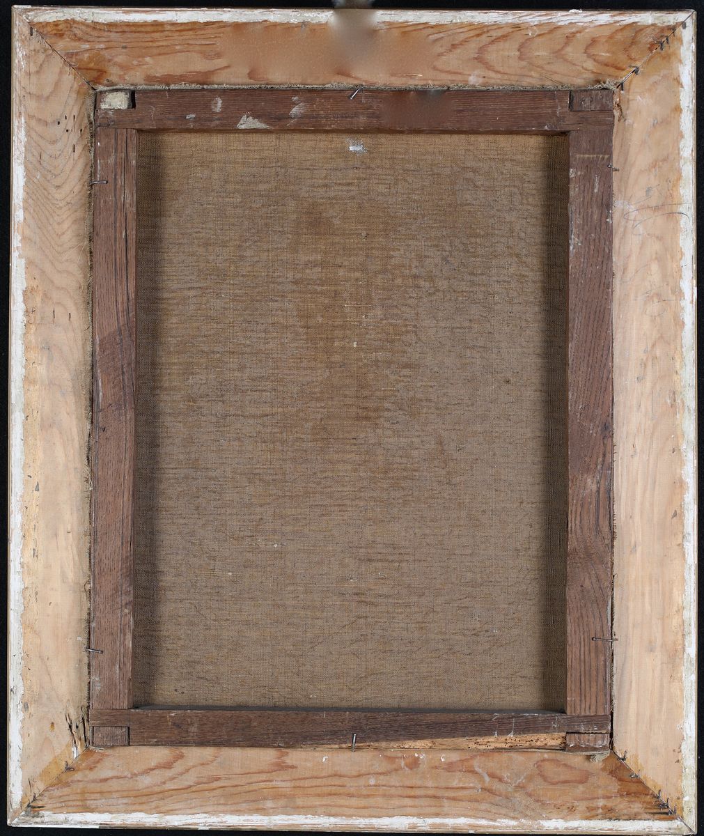 Pittore del XIX Secolo - Ritratto Ovale di Giovane con Gioielli ed Abito Blu
