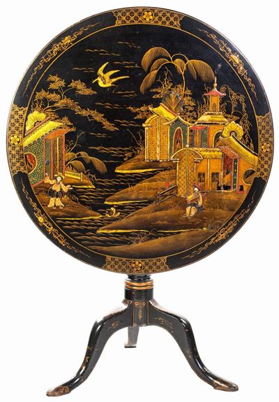 Tavolino in Legno Laccato Nero, Inghilterra XIX Secolo