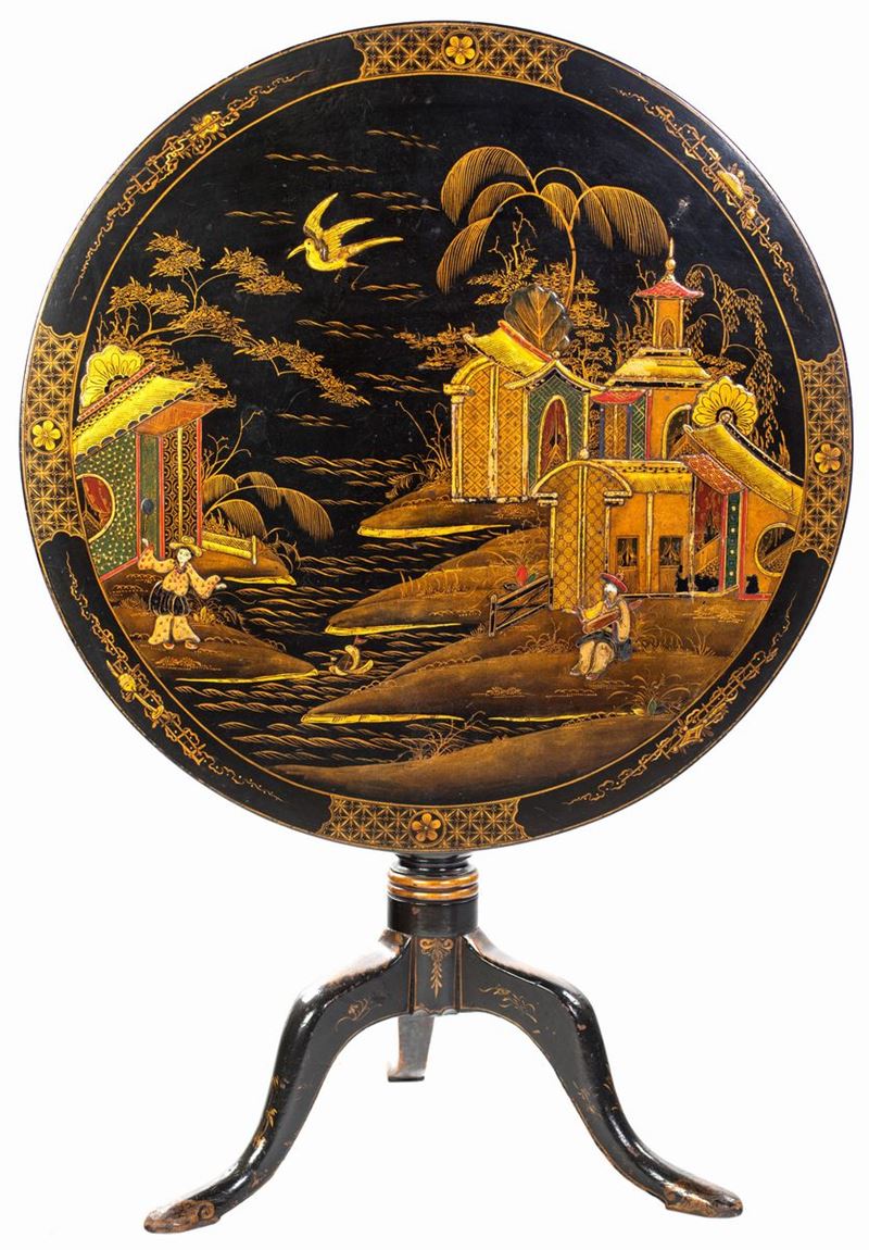 Tavolino in Legno Laccato Nero, Inghilterra XIX Secolo