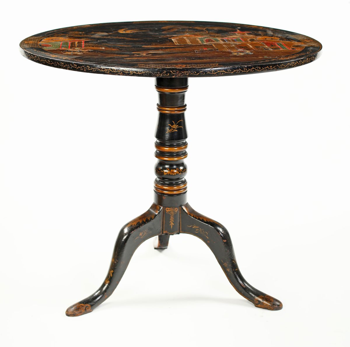 Tavolino in Legno Laccato Nero, Inghilterra XIX Secolo