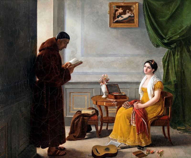 Anonimo del XIX Secolo - Interno con Figure