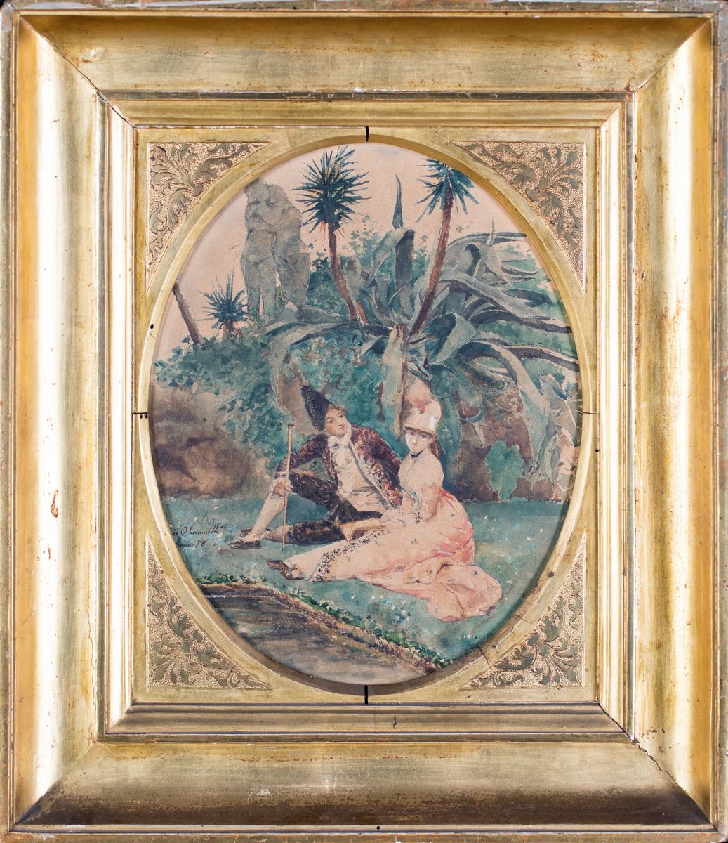 Ettore Simonetti - Scena Galante Sotto le Agavi