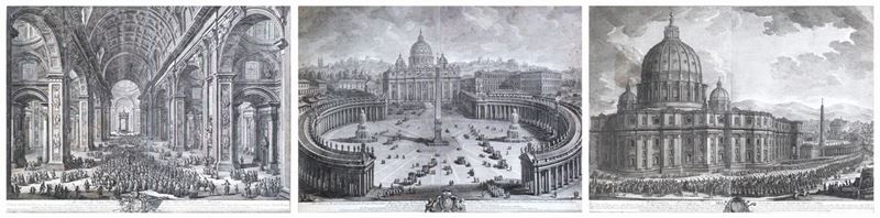 Giuseppe Vasi - La Basilica di San Pietro in Vaticano. Fronte - Interno - Laterale. Edizione Orig...
