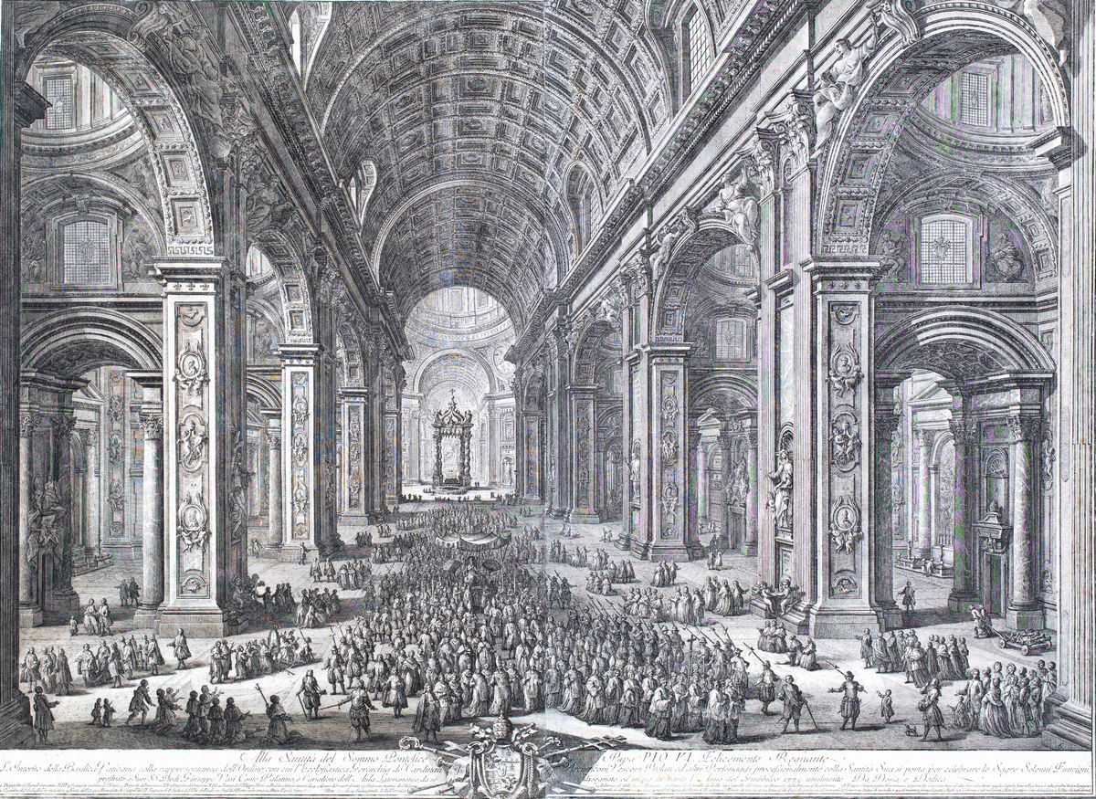 Giuseppe Vasi - La Basilica di San Pietro in Vaticano. Fronte - Interno - Laterale. Edizione Orig...
