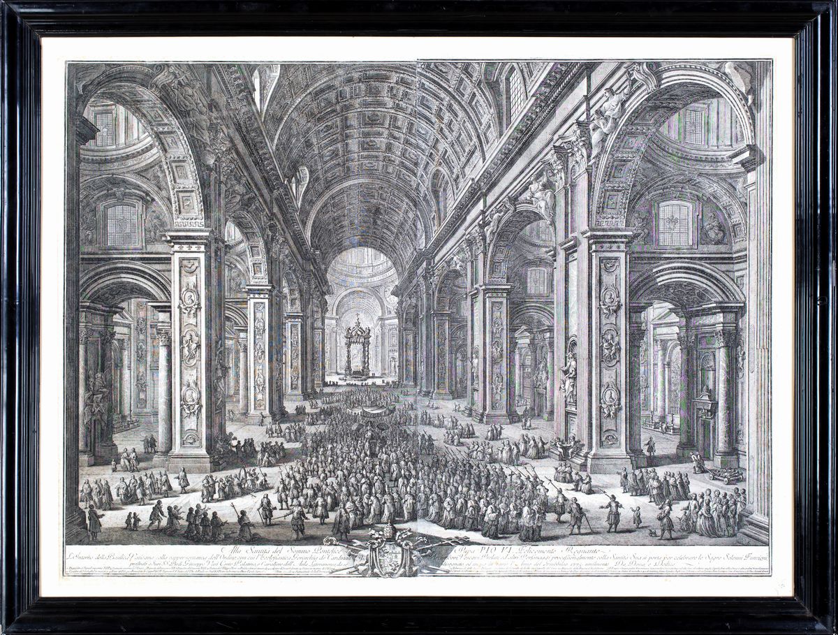 Giuseppe Vasi - La Basilica di San Pietro in Vaticano. Fronte - Interno - Laterale. Edizione Orig...