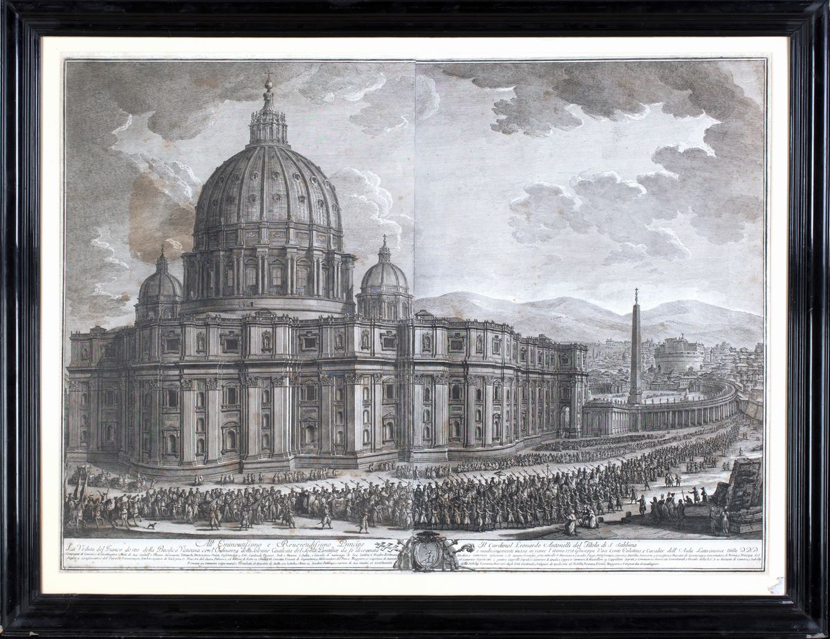 Giuseppe Vasi - La Basilica di San Pietro in Vaticano. Fronte - Interno - Laterale. Edizione Orig...