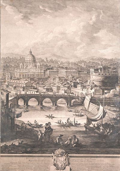Prospetto della Città Leonina che Si Vede Colla Basilica Vaticana, Ponte e Castel Sant'angel...