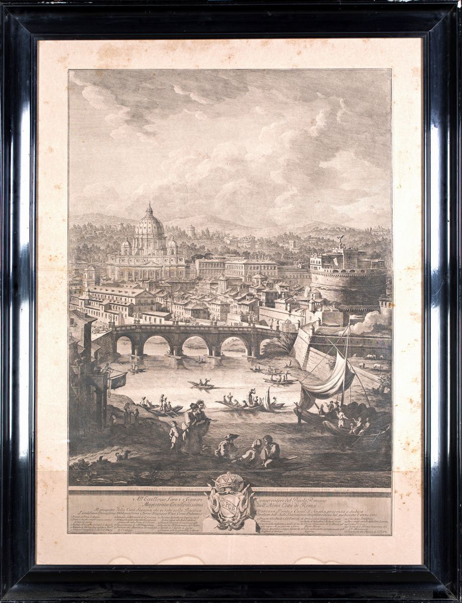 Giuseppe Vasi - Prospetto della Città Leonina che Si Vede Colla Basilica Vaticana, Ponte e C...