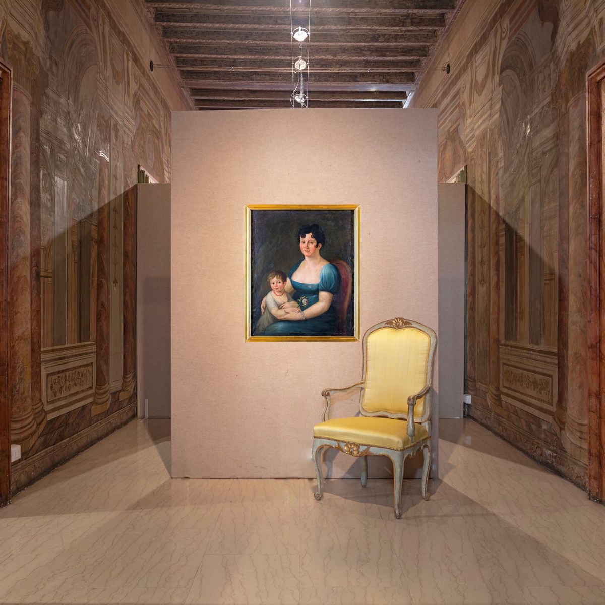 Pittore Neoclassico - Ritratto di Madre e Figlia