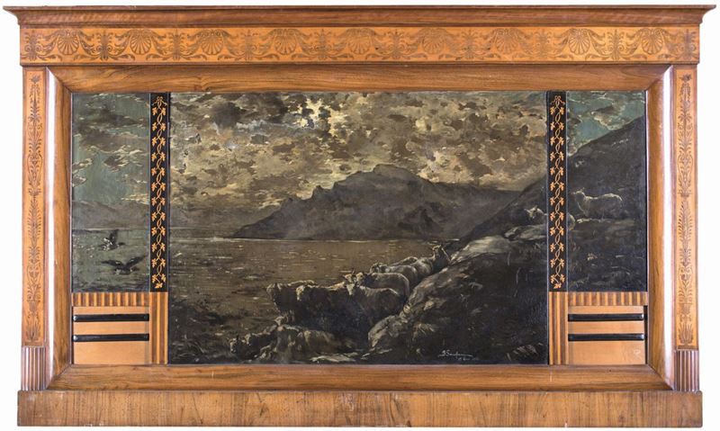Caminiera in Legno Intarsiato, Inizi del XX Secolo
