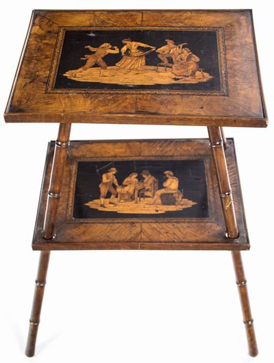 Tavolino in Legno Intarsiato, Napoli, XIX Secolo