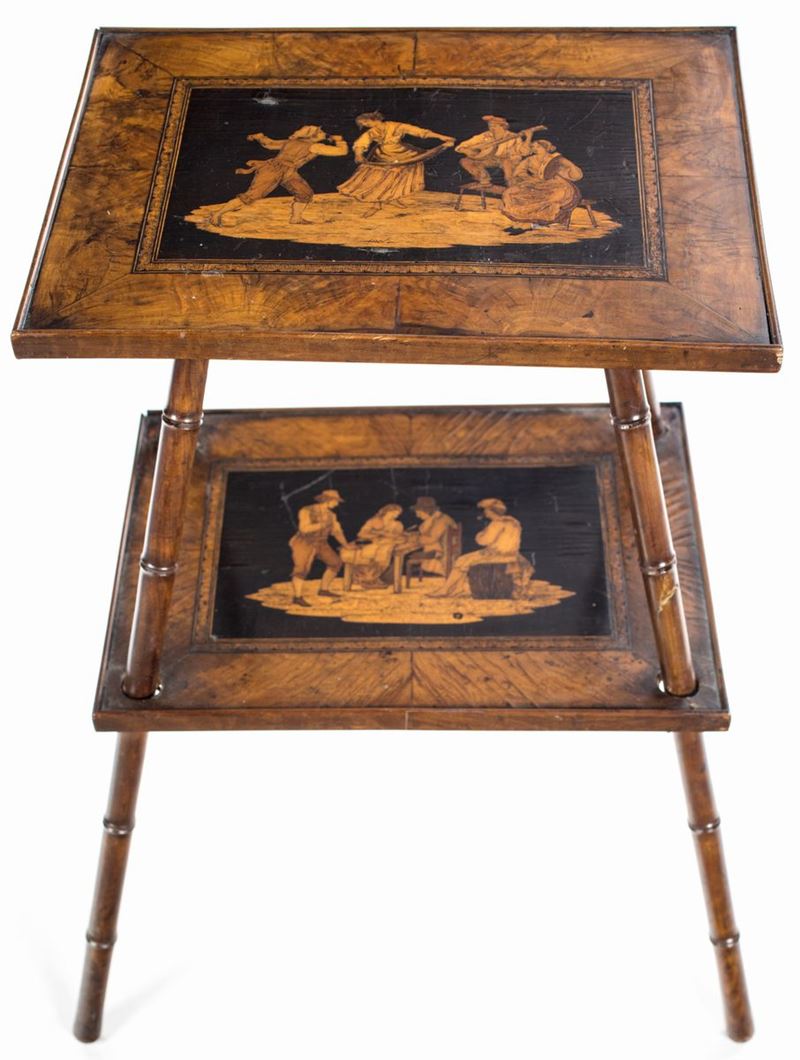 Tavolino in Legno Intarsiato, Napoli, XIX Secolo